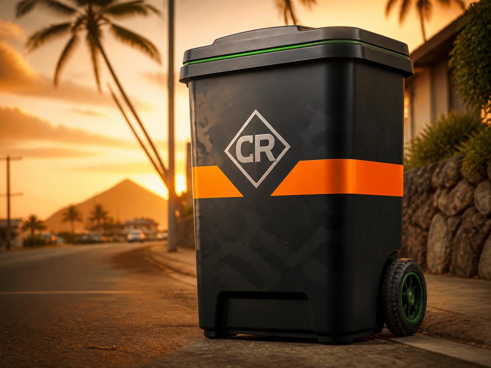 Trash bin at golden hour in Oahu